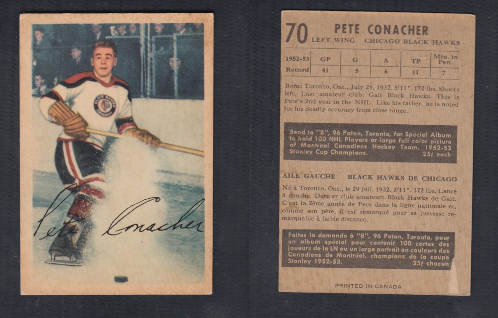 1953-54 PARKHURST HOCKEY CARD #70 P. CONACHER photo 1953-54 PARKHURST HOCKEY CARD #70 P. CONACHER photo