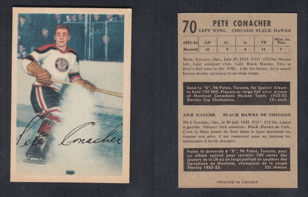 1953-54 PARKHURST HOCKEY CARD #70 P. CONACHER photo 1953-54 PARKHURST HOCKEY CARD #70 P. CONACHER photo