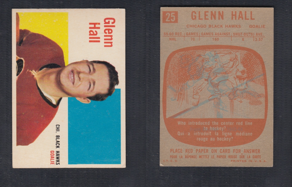 1960-61 TOPPS HOCKEY CARD #25 G. HALL photo 1960-61 TOPPS HOCKEY CARD #25 G. HALL photo