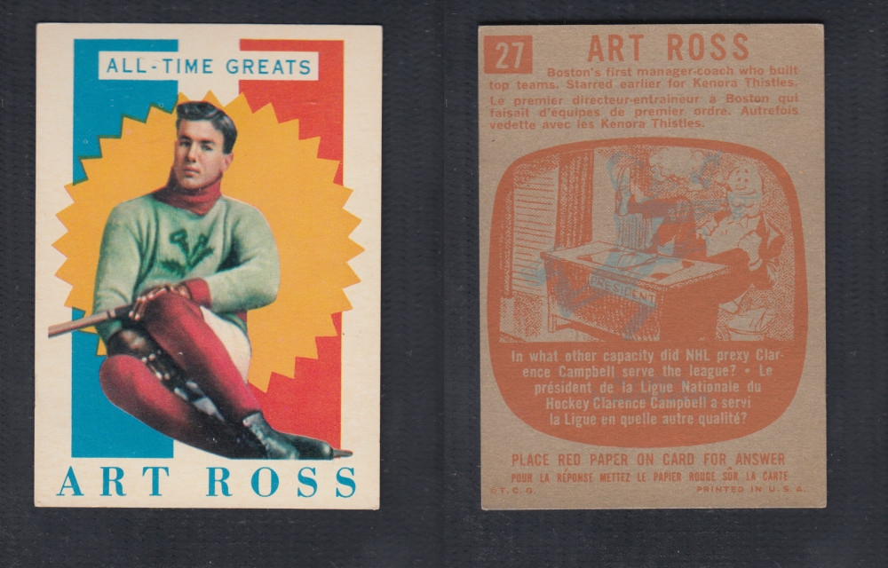 1960-61 TOPPS HOCKEY CARD #27 A. ROSS photo
