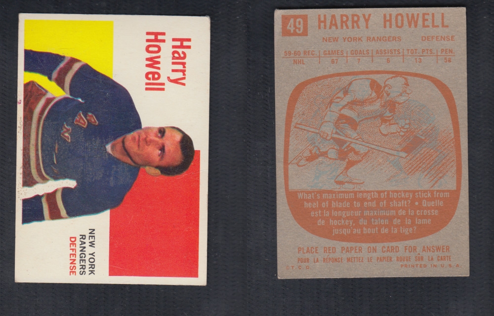 1960-61 TOPPS HOCKEY CARD #49 H. HOWELL photo 1960-61 TOPPS HOCKEY CARD #49 H. HOWELL photo