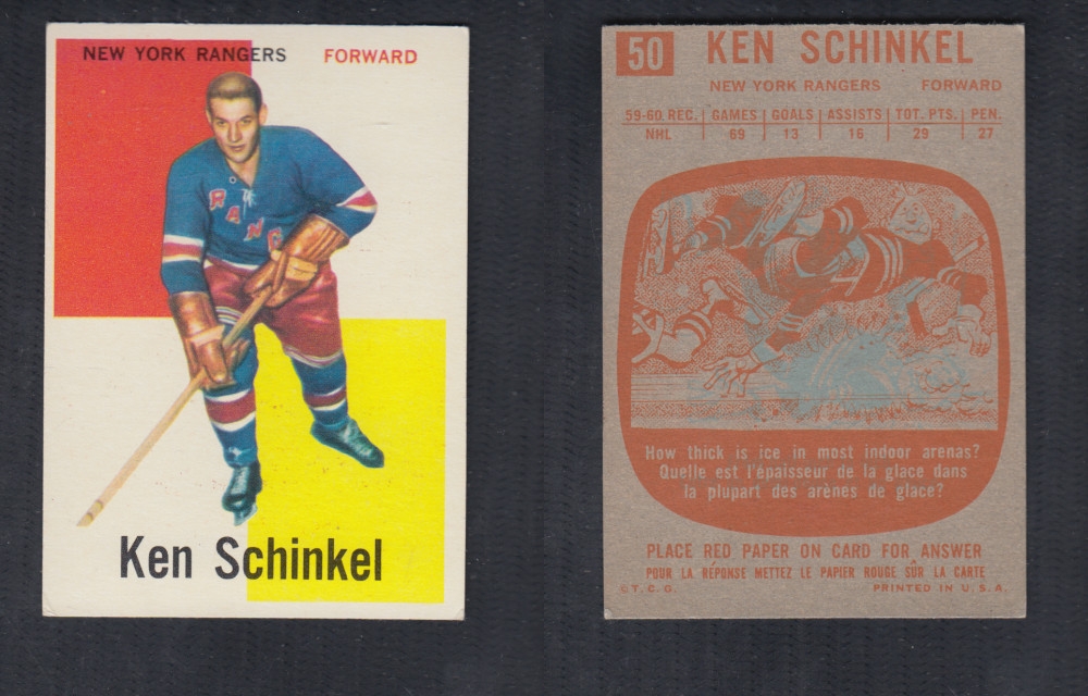 1960-61 TOPPS HOCKEY CARD #50 K. SCHINKEL photo 1960-61 TOPPS HOCKEY CARD #50 K. SCHINKEL photo