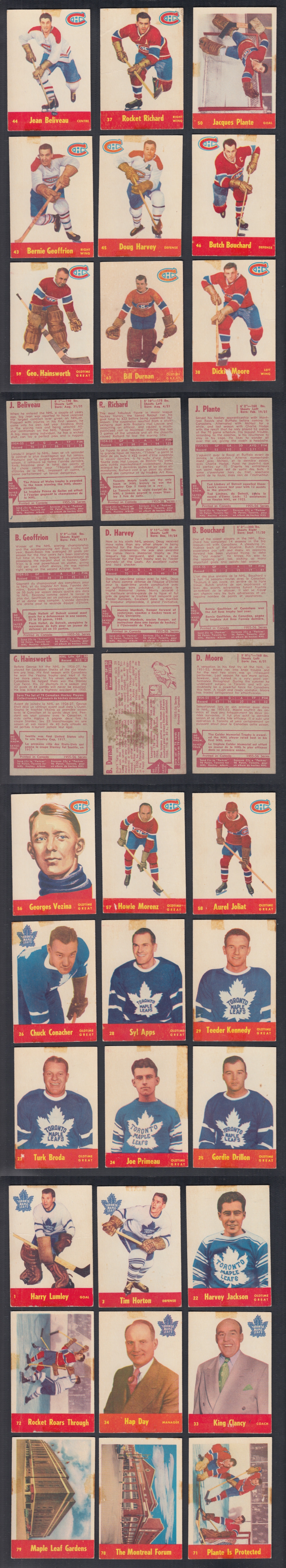 1955-56 PARKHURST HOCKEY CARD FULL SET 79/79 photo 1955-56 PARKHURST HOCKEY CARD FULL SET 79/79 photo