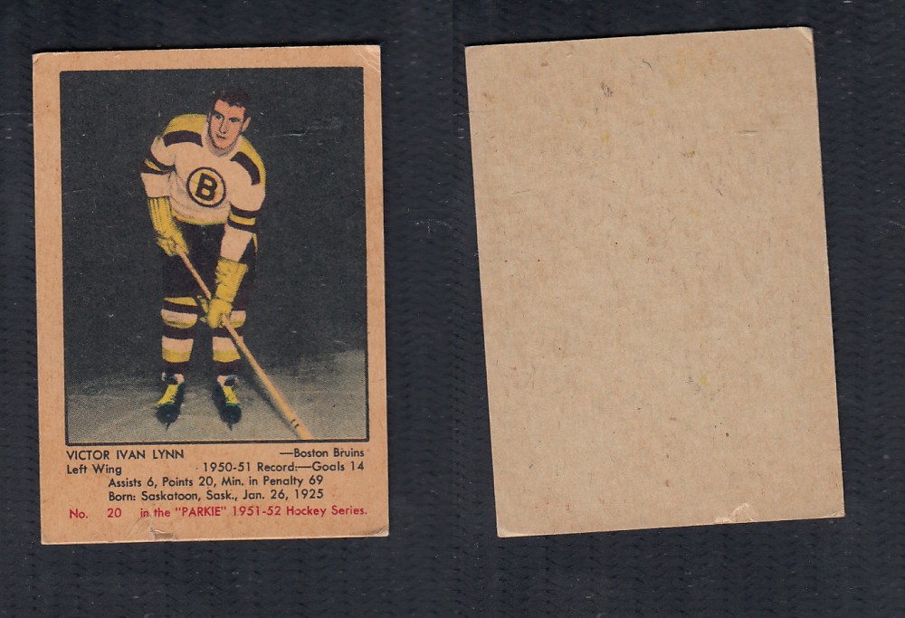 1951-52 PARKHURST HOCKEY CARD #20 V.I. LYNN photo 1951-52 PARKHURST HOCKEY CARD #20 V.I. LYNN photo