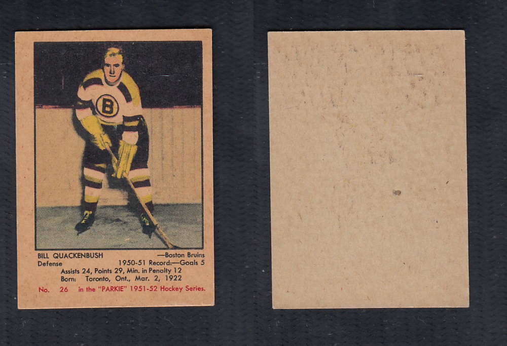 1951-52 PARKHURST HOCKEY CARD #26 B. QUACKENBUSH photo 1951-52 PARKHURST HOCKEY CARD #26 B. QUACKENBUSH photo