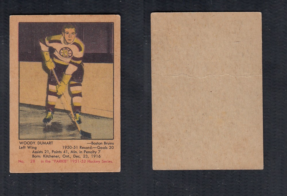 1951-52 PARKHURST HOCKEY CARD #28 W. DUMART photo 1951-52 PARKHURST HOCKEY CARD #28 W. DUMART photo