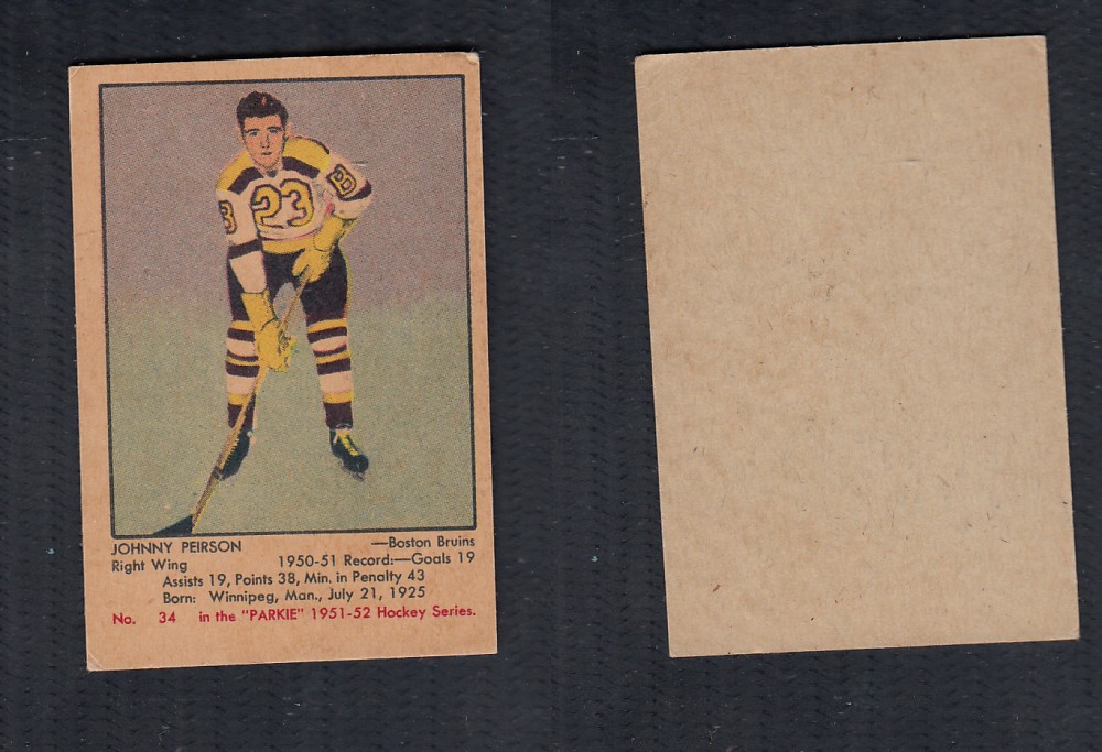1951-52 PARKHURST HOCKEY CARD #34 J . PEIRSON photo 1951-52 PARKHURST HOCKEY CARD #34 J . PEIRSON photo
