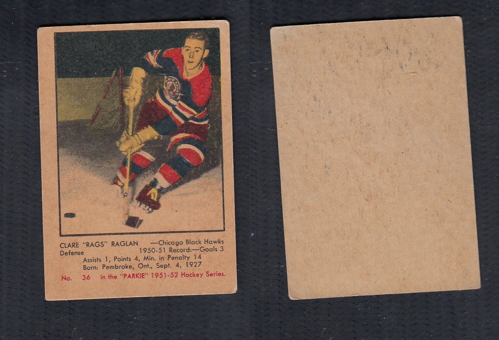 1951-52 PARKHURST HOCKEY CARD #36 C. RAGLAN photo 1951-52 PARKHURST HOCKEY CARD #36 C. RAGLAN photo