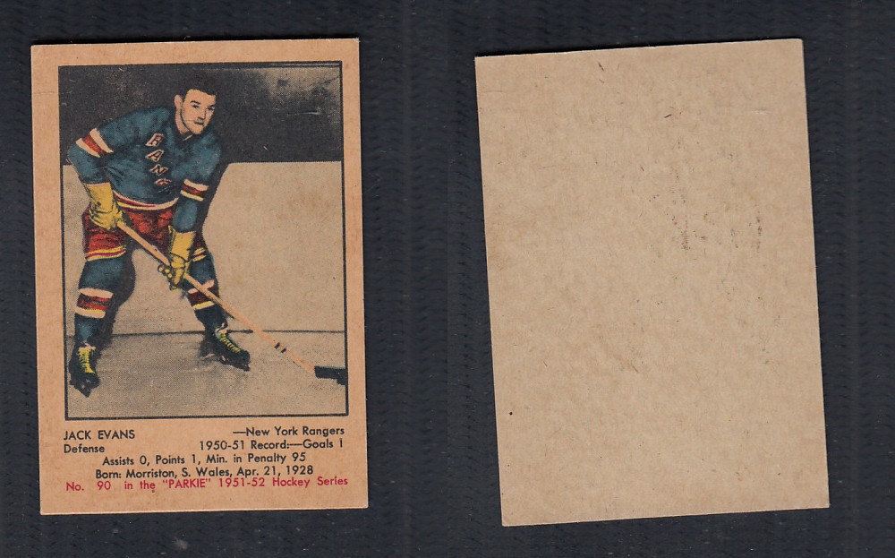 1951-52 PARKHURST HOCKEY CARD #90 J. EVANS photo 1951-52 PARKHURST HOCKEY CARD #90 J. EVANS photo