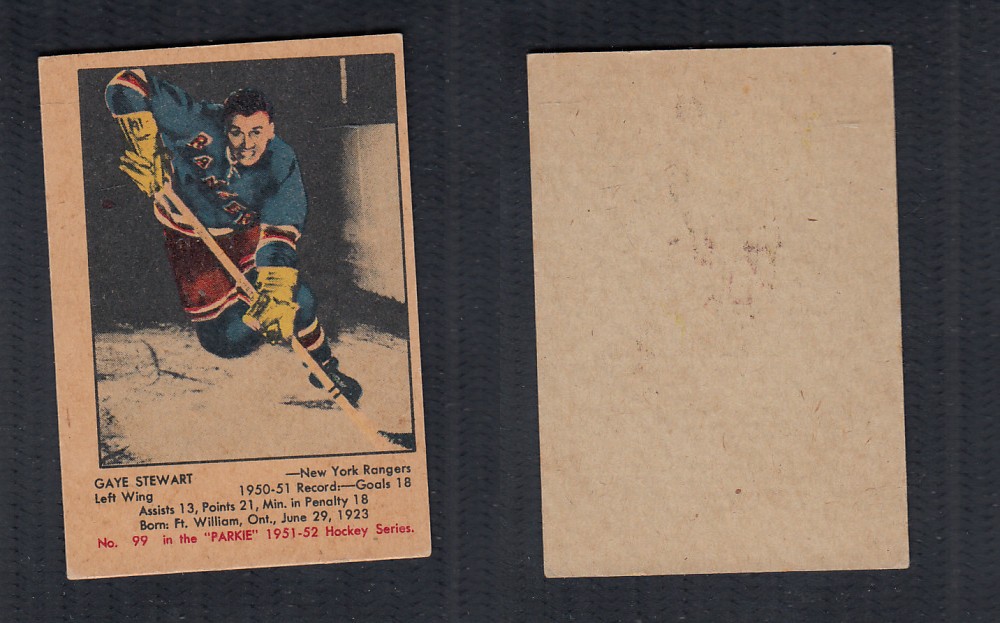 1951-52 PARKHURST HOCKEY CARD #99 G. STEWART photo 1951-52 PARKHURST HOCKEY CARD #99 G. STEWART photo