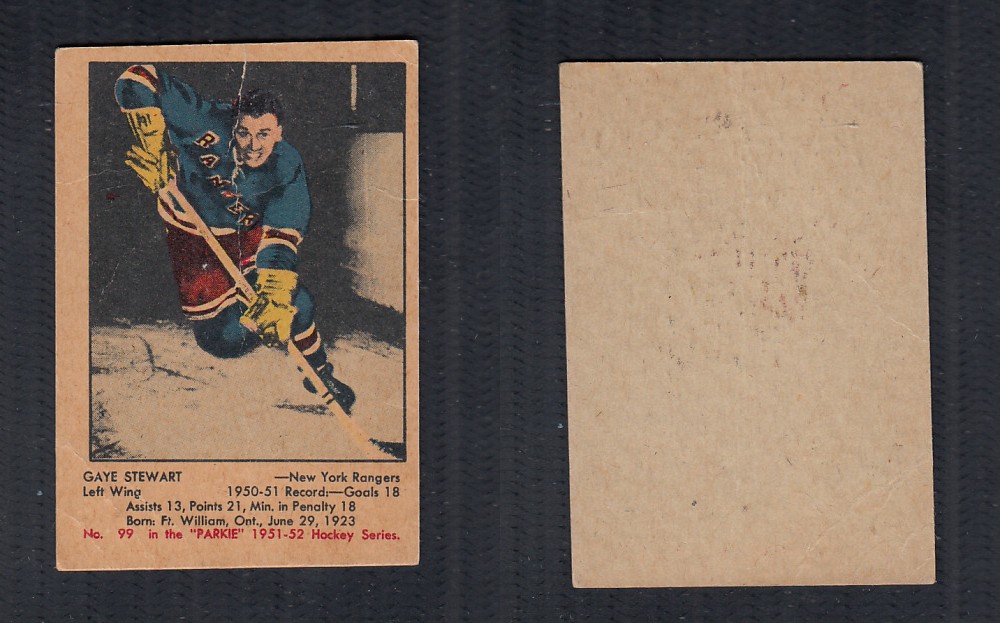 1951-52 PARKHURST HOCKEY CARD #99 G. STEWART photo 1951-52 PARKHURST HOCKEY CARD #99 G. STEWART photo