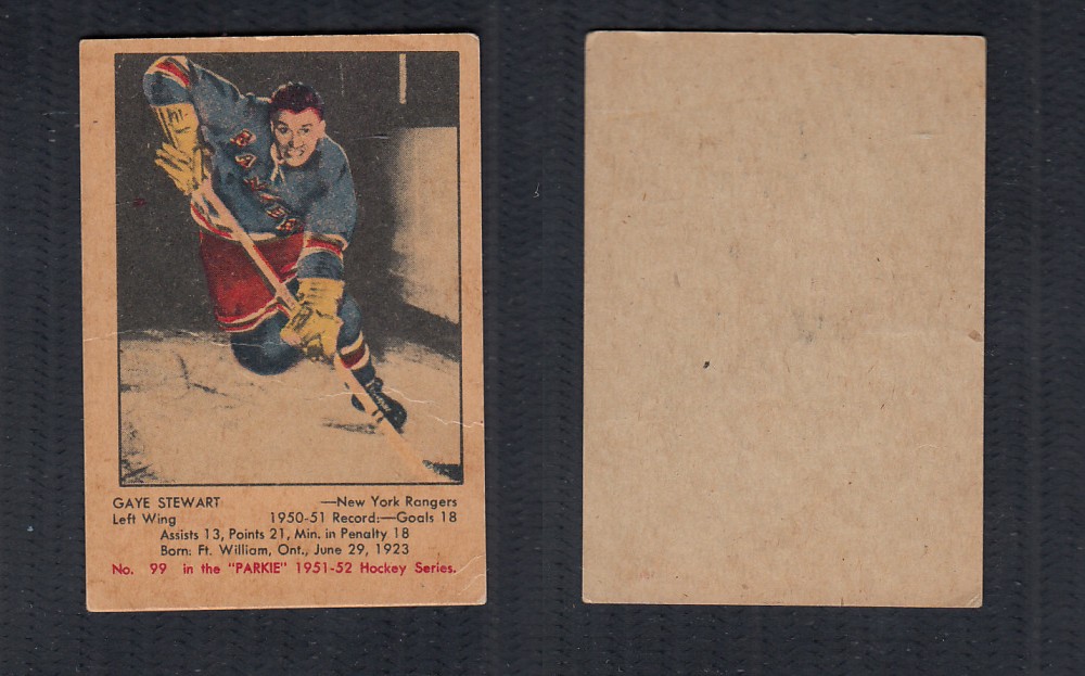 1951-52 PARKHURST HOCKEY CARD #99 G. STEWART photo 1951-52 PARKHURST HOCKEY CARD #99 G. STEWART photo