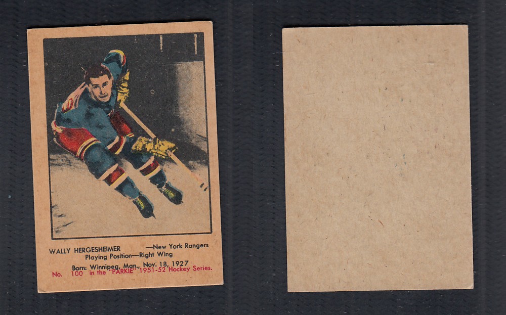 1951-52 PARKHURST HOCKEY CARD #100 W. HERGESHEIMER photo 1951-52 PARKHURST HOCKEY CARD #100 W. HERGESHEIMER photo