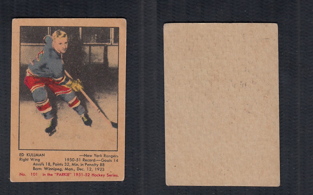 1951-52 PARKHURST HOCKEY CARD #101 E. KULLMAN photo 1951-52 PARKHURST HOCKEY CARD #101 E. KULLMAN photo