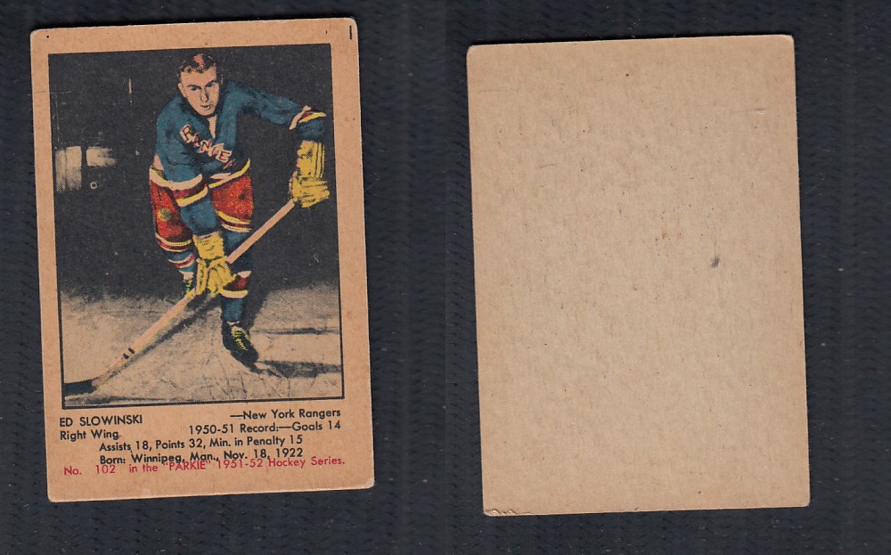 1951-52 PARKHURST HOCKEY CARD #102 E. SLOWINSKI photo 1951-52 PARKHURST HOCKEY CARD #102 E. SLOWINSKI photo