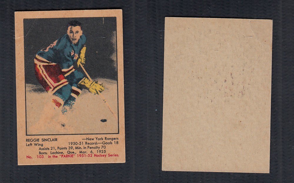 1951-52 PARKHURST HOCKEY CARD #103 R. SINCLAIR photo 1951-52 PARKHURST HOCKEY CARD #103 R. SINCLAIR photo