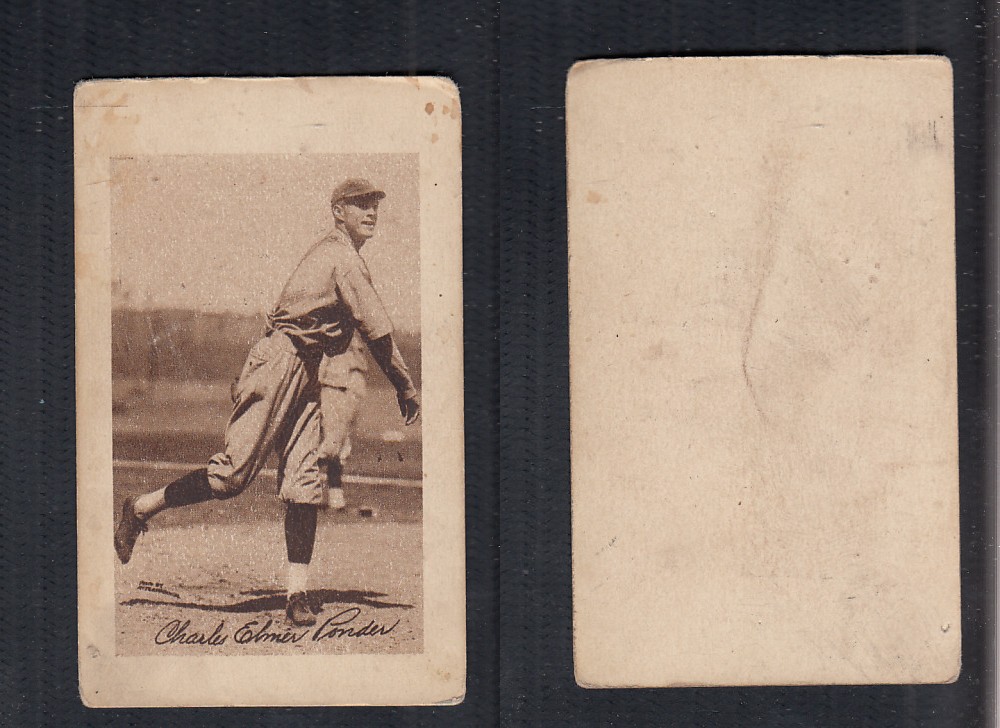 1923 V100 WILLARD'S CHOCOLATE BASEBALL CARD C.E. PONDER photo 1923 V100 WILLARD'S CHOCOLATE BASEBALL CARD C.E. PONDER photo