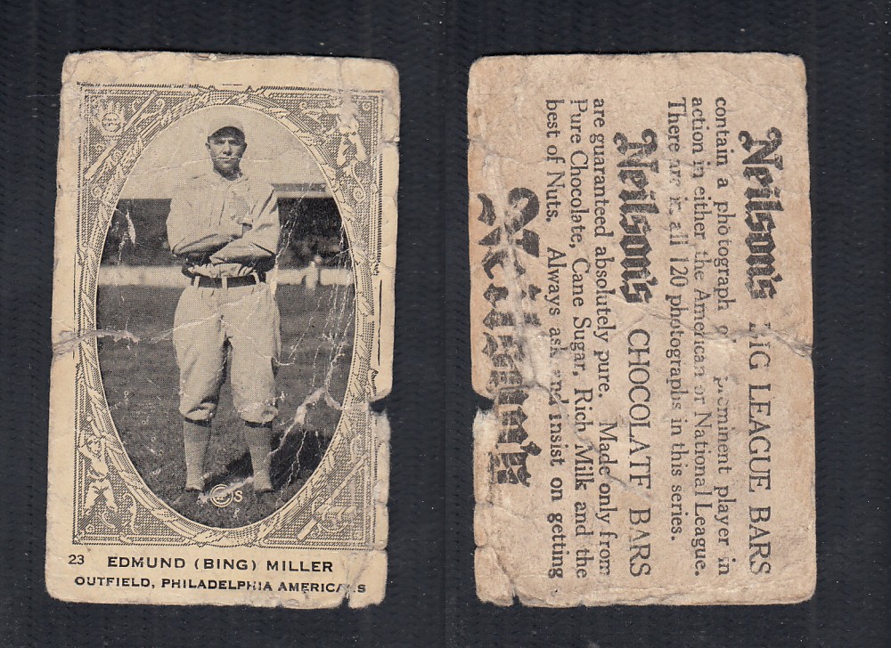 1922 V61 NEILSON'S CHOCOLATE BASEBALL CARD#23 E. MILLER photo 1922 V61 NEILSON'S CHOCOLATE BASEBALL CARD#23 E. MILLER photo