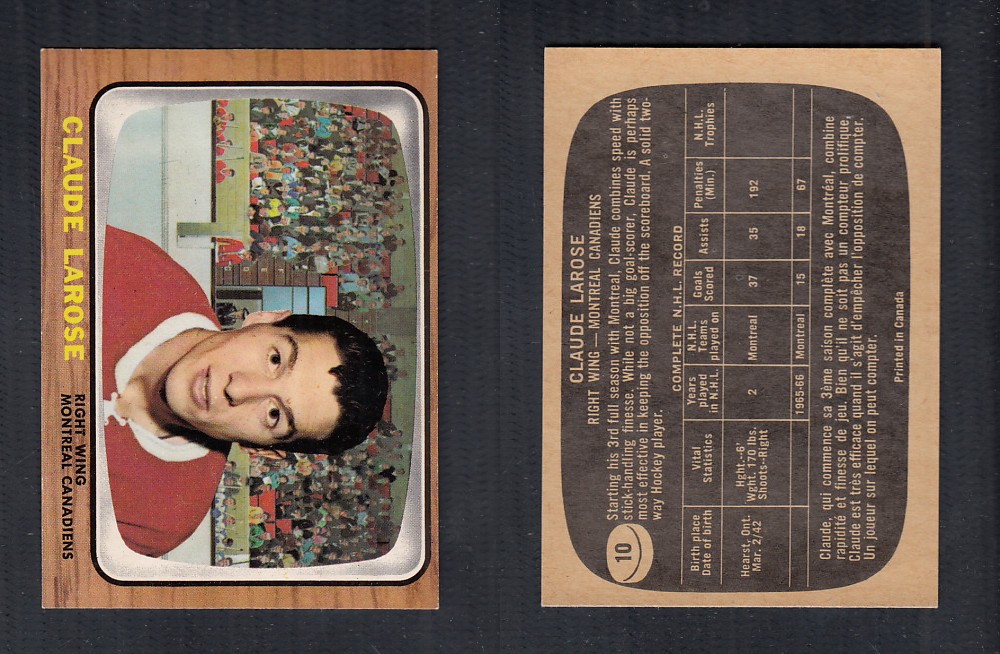 1966-67 TOPPS HOCKEY CARD #10 C. LAROSE photo 1966-67 TOPPS HOCKEY CARD #10 C. LAROSE photo
