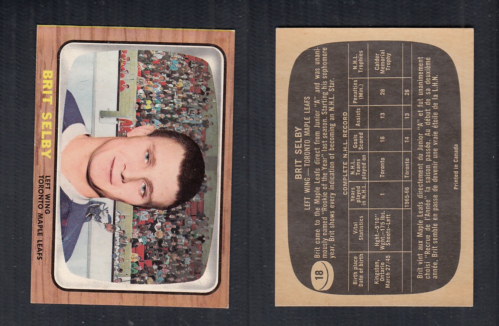 1966-67 TOPPS HOCKEY CARD #18 B. SELBY photo 1966-67 TOPPS HOCKEY CARD #18 B. SELBY photo