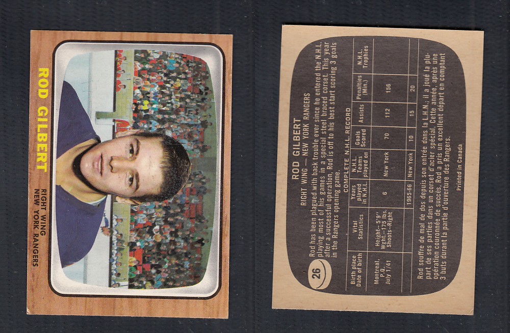 1966-67 TOPPS HOCKEY CARD #26 R. GILBERT photo 1966-67 TOPPS HOCKEY CARD #26 R. GILBERT photo
