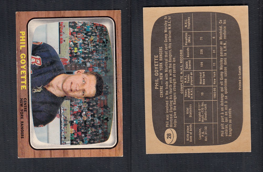 1966-67 TOPPS HOCKEY CARD #28 P. GOYETTE photo 1966-67 TOPPS HOCKEY CARD #28 P. GOYETTE photo