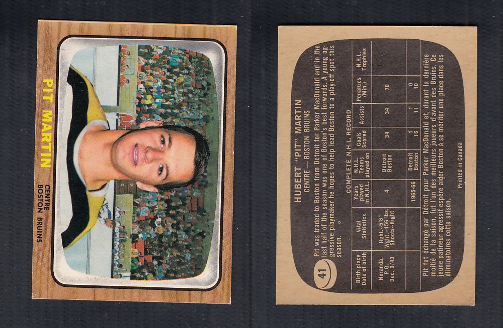 1966-67 TOPPS HOCKEY CARD #41 P. MARTIN photo 1966-67 TOPPS HOCKEY CARD #41 P. MARTIN photo