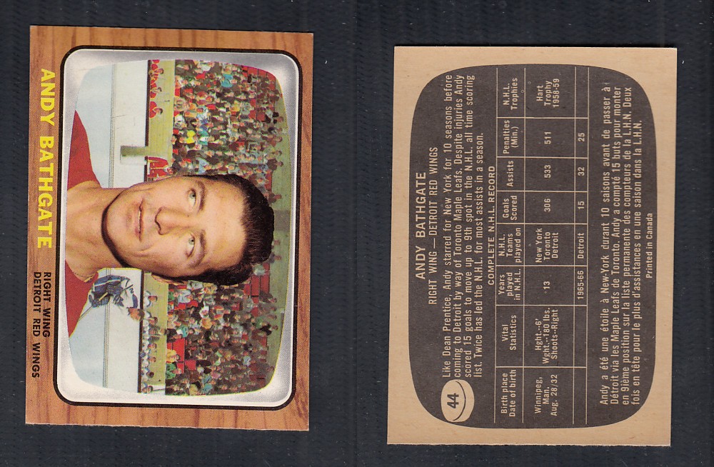 1966-67 TOPPS HOCKEY CARD #44 A. BATHGATE photo 1966-67 TOPPS HOCKEY CARD #44 A. BATHGATE photo