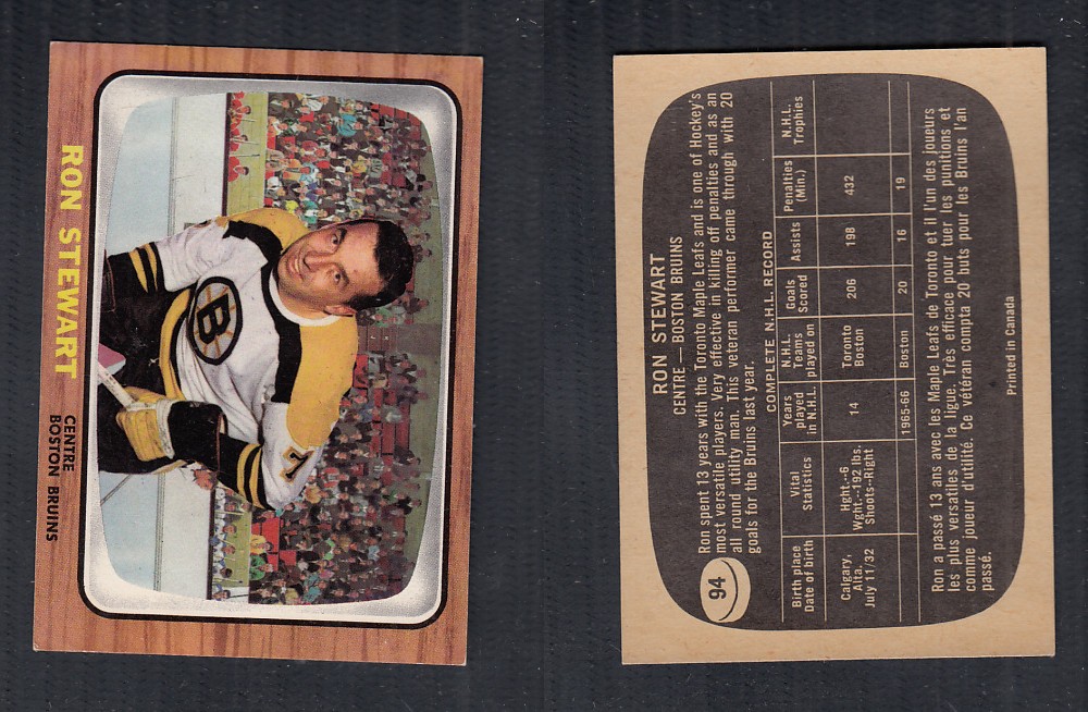 1966-67 TOPPS HOCKEY CARD #94 R. STEWART photo 1966-67 TOPPS HOCKEY CARD #94 R. STEWART photo