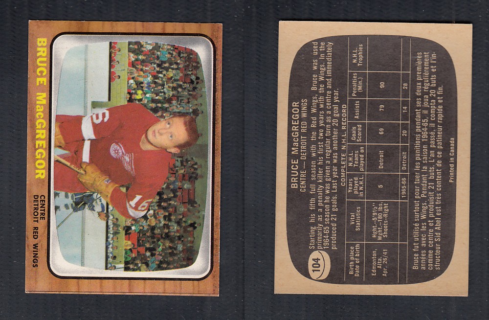 1966-67 TOPPS HOCKEY CARD #104 B. MACGREGOR photo 1966-67 TOPPS HOCKEY CARD #104 B. MACGREGOR photo