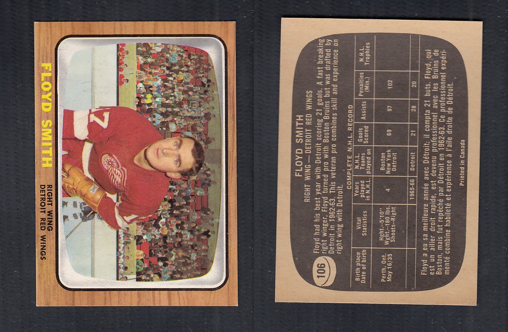 1966-67 TOPPS HOCKEY CARD #106 F. SMITH photo 1966-67 TOPPS HOCKEY CARD #106 F. SMITH photo