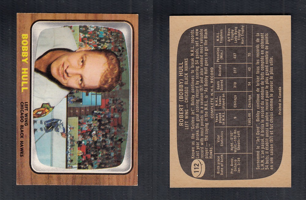 1966-67 TOPPS HOCKEY CARD #112 B. HULL photo 1966-67 TOPPS HOCKEY CARD #112 B. HULL photo