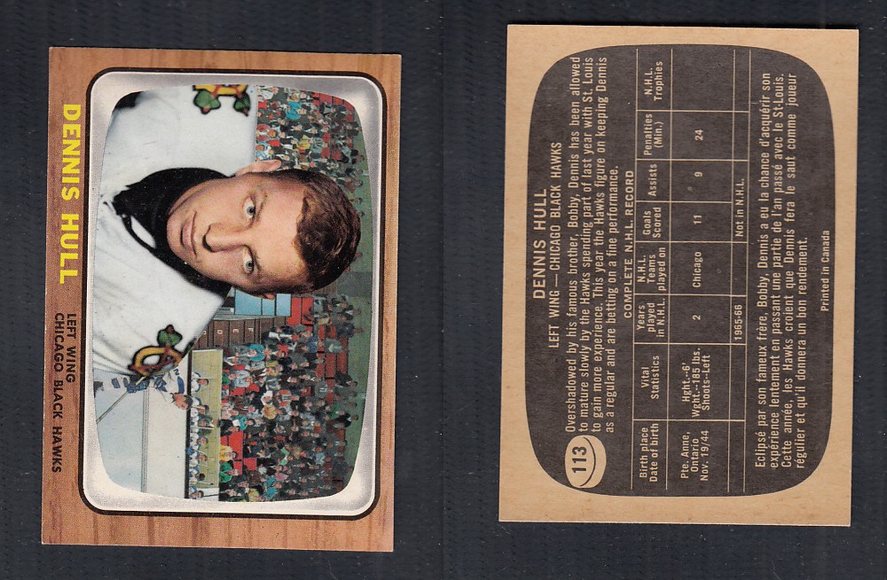1966-67 TOPPS HOCKEY CARD #113 D. HULL photo 1966-67 TOPPS HOCKEY CARD #113 D. HULL photo