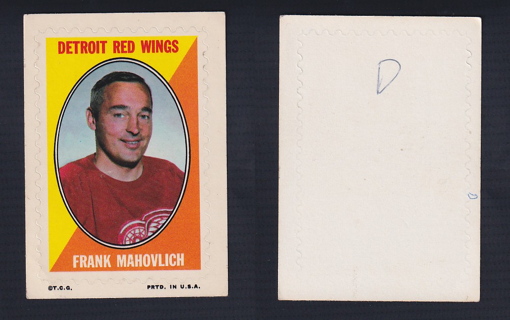 1970-71 O-PEE-CHEE STICKER STAMP F. MAHOVLICH photo 1970-71 O-PEE-CHEE STICKER STAMP F. MAHOVLICH photo
