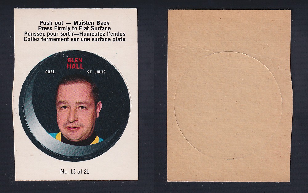 1968-69 O-PEE-CHEE PUCK STICKER #13 G. HALL photo 1968-69 O-PEE-CHEE PUCK STICKER #13 G. HALL photo