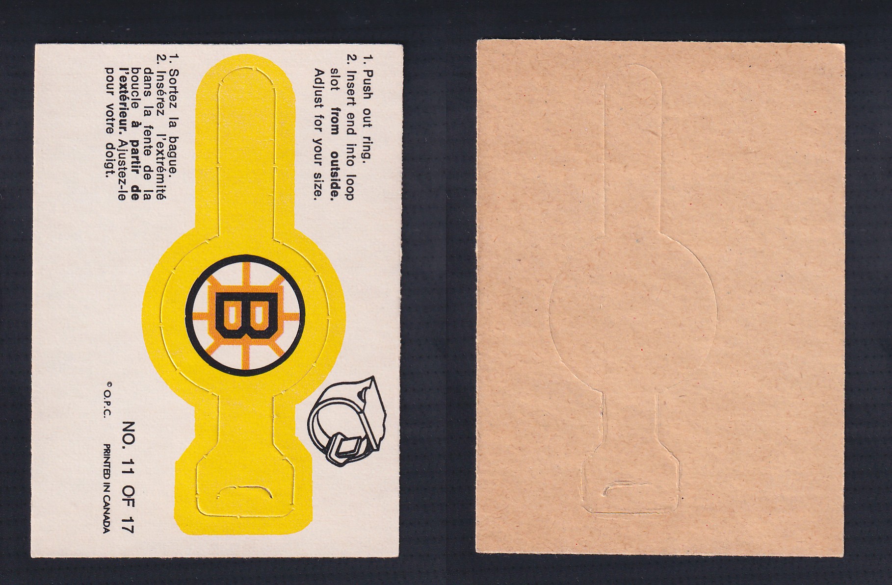 1973-74 O-PEE-CHEE TEAM RINGS #11 BOSTON BRUINS photo 1973-74 O-PEE-CHEE TEAM RINGS #11 BOSTON BRUINS photo
