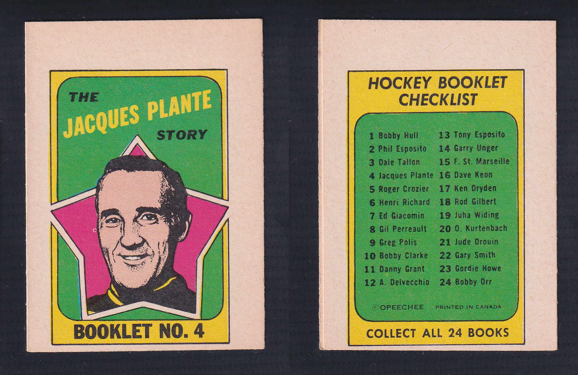1971-72 O-PEE-CHEE STORY BOOKLET ENGLISH #4 J.PLANTE photo