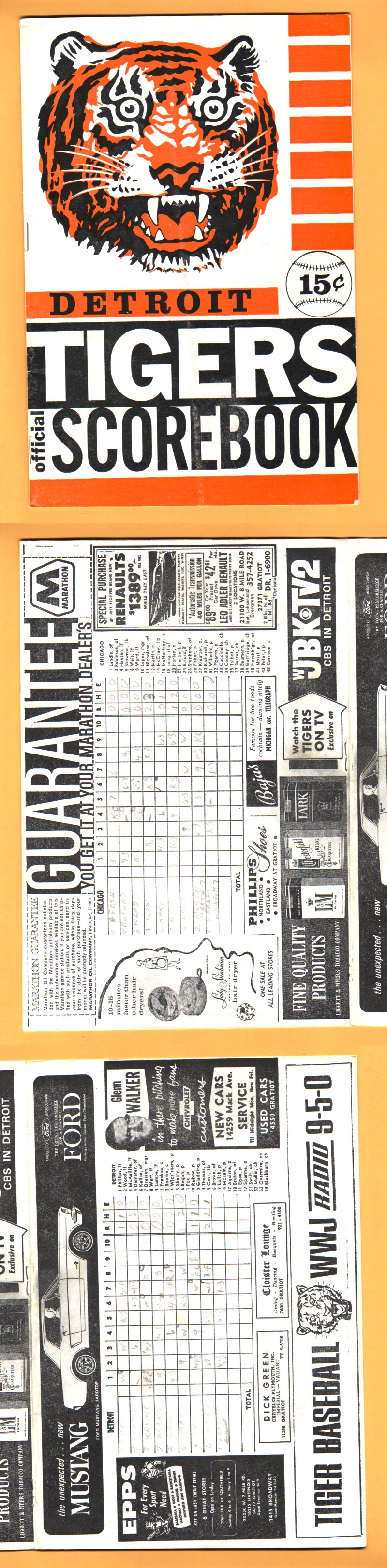 1964 DETROIT TIGERS VS CHICAGO WHITE SOX PROGRAM photo 1964 DETROIT TIGERS VS CHICAGO WHITE SOX PROGRAM photo