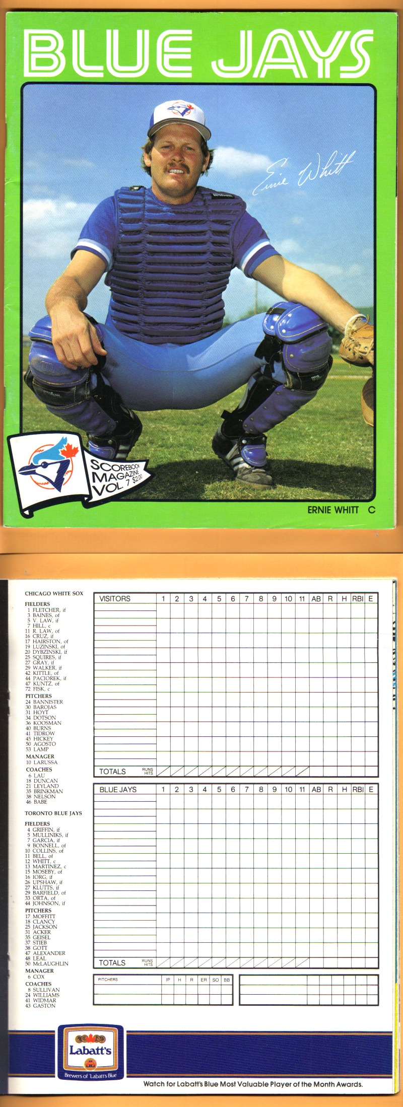 1983 TORONTO BLUE JAYS VS CHICAGO WHITE SOX PROGRAM photo 1983 TORONTO BLUE JAYS VS CHICAGO WHITE SOX PROGRAM photo
