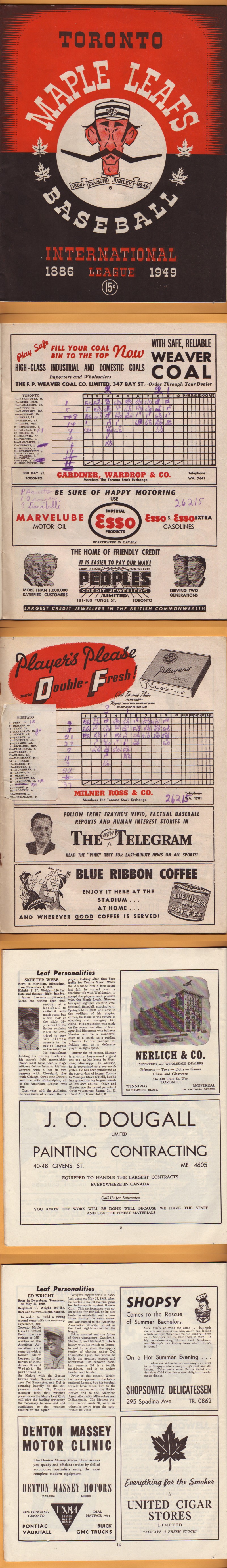 1949 TORONTO MAPLE LEAFS VS BUFFALO PROGRAM photo 1949 TORONTO MAPLE LEAFS VS BUFFALO PROGRAM photo