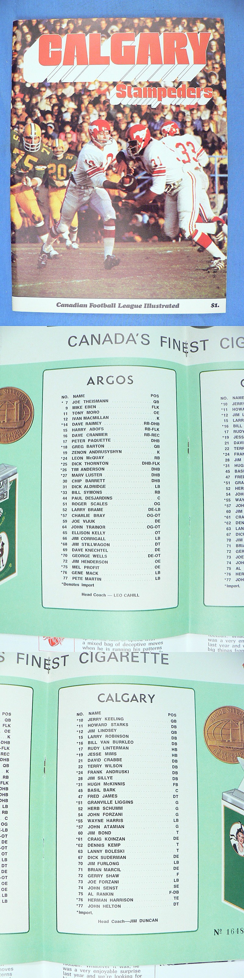 1971 CFL TORONTO ARGOS VS CALGARY STAMPEDERS PROGRAM photo 1971 CFL TORONTO ARGOS VS CALGARY STAMPEDERS PROGRAM photo