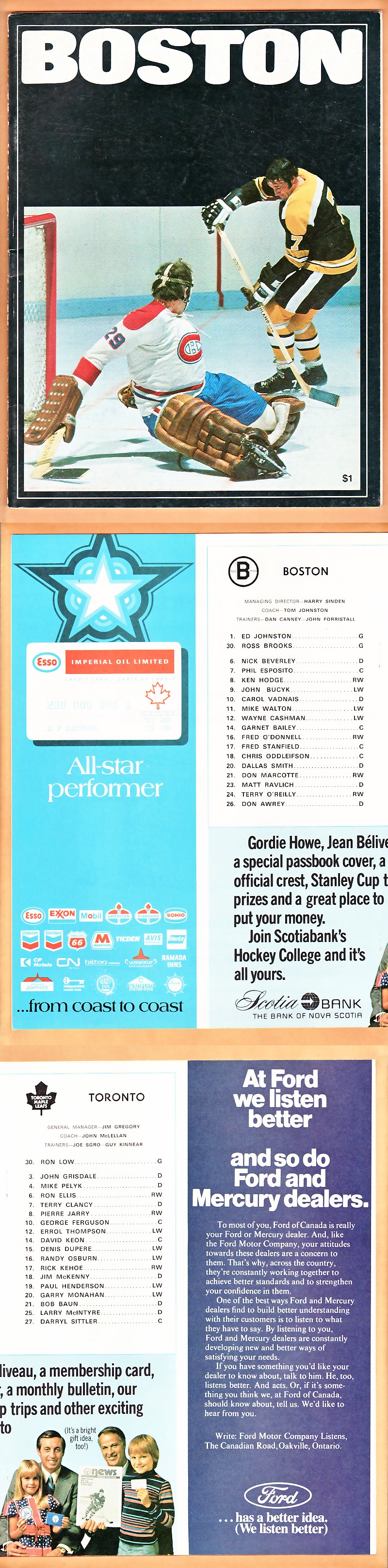 1978 TORONTO MAPLE LEAFS VS BOSTON BRUINS PROGRAM photo 1978 TORONTO MAPLE LEAFS VS BOSTON BRUINS PROGRAM photo