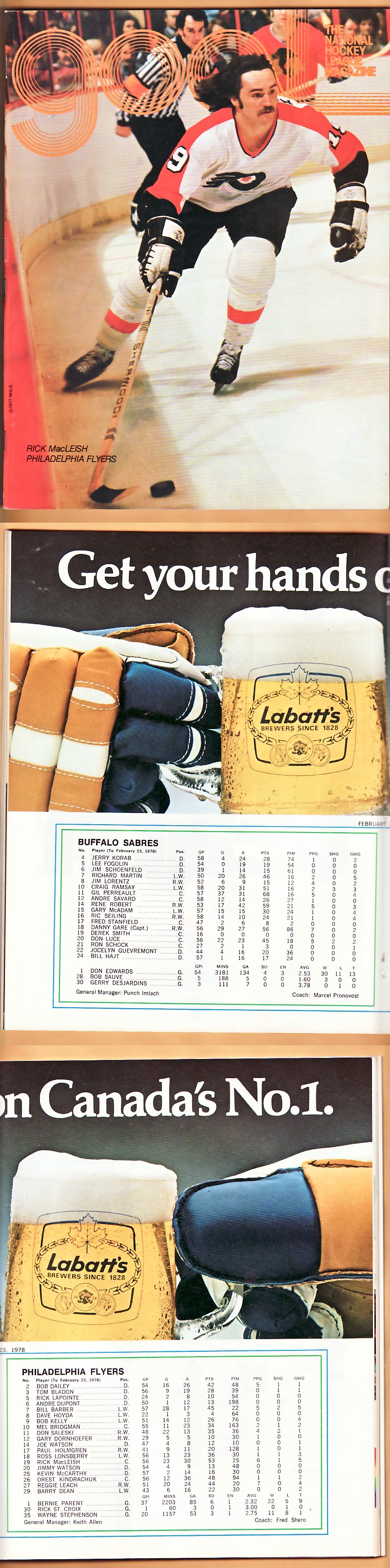 1978 BUFFALO SABRES VS PHILADELPHIA FLYERS PROGRAM photo 1978 BUFFALO SABRES VS PHILADELPHIA FLYERS PROGRAM photo