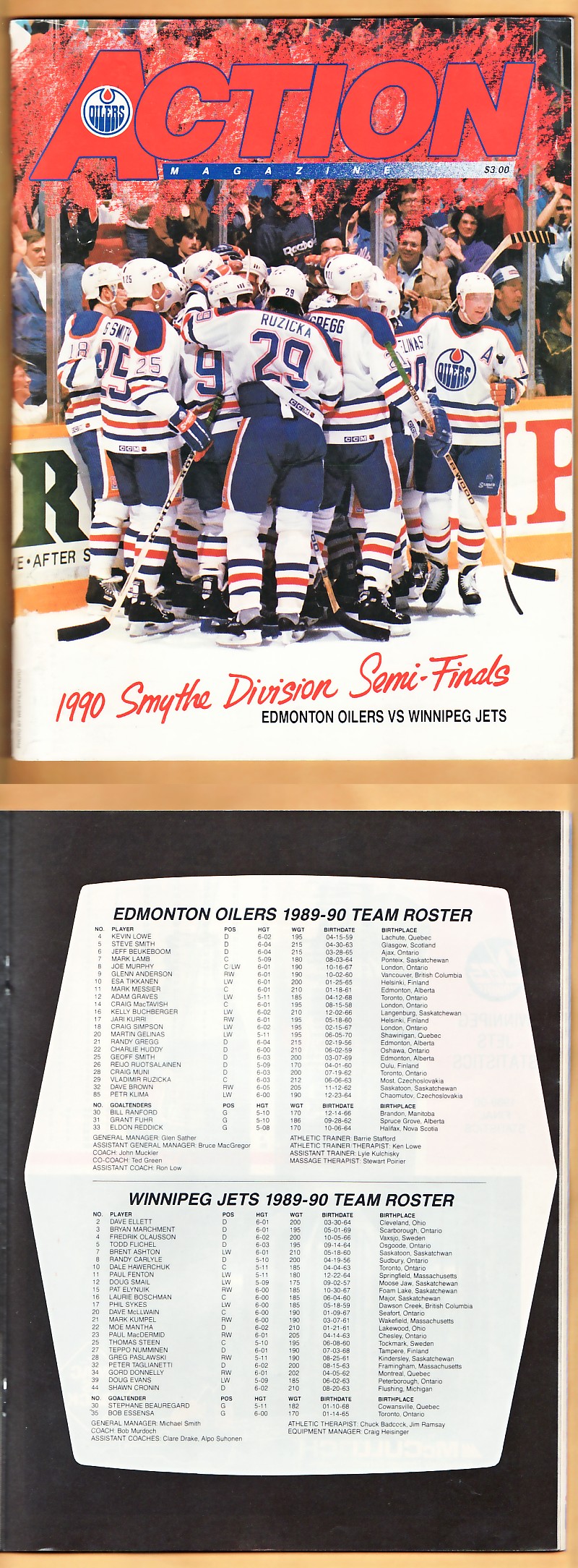 1989-90 EDMONTON OILERS VS WINNIPEG JETS PLAYOFFS PROGRAM photo 1989-90 EDMONTON OILERS VS WINNIPEG JETS PLAYOFFS PROGRAM photo