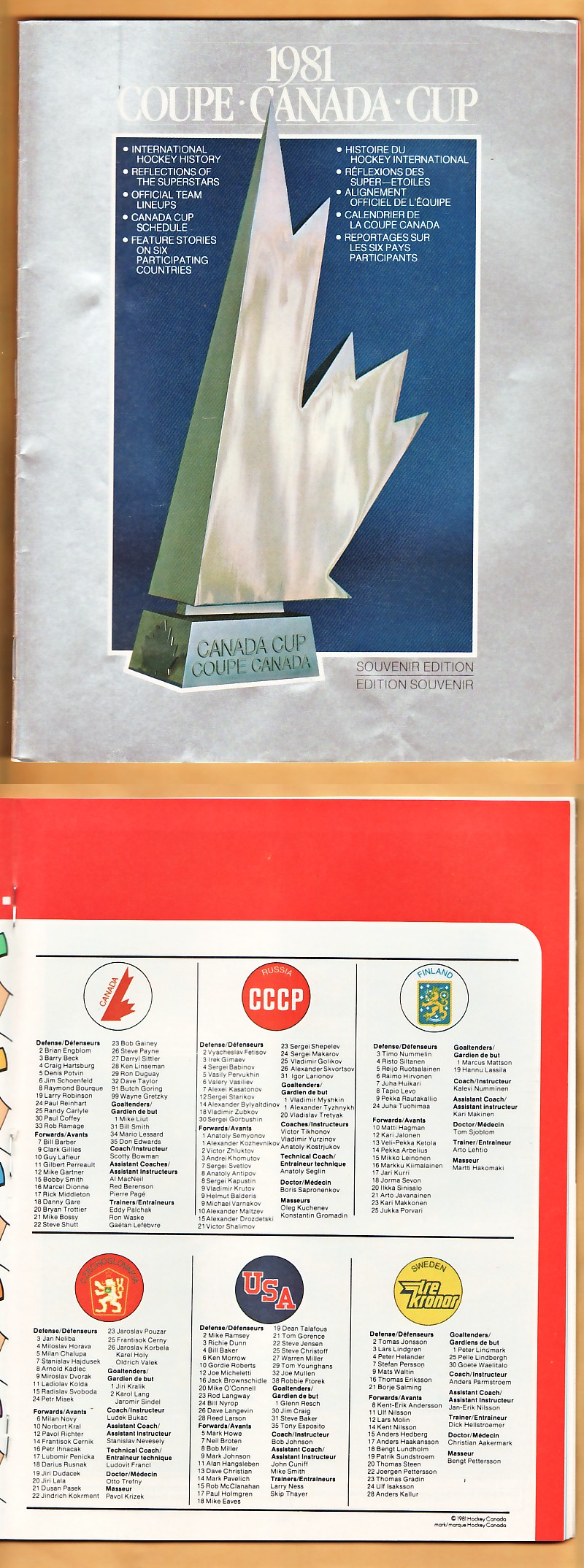 1981 CANADA CUP PROGRAM photo 1981 CANADA CUP PROGRAM photo