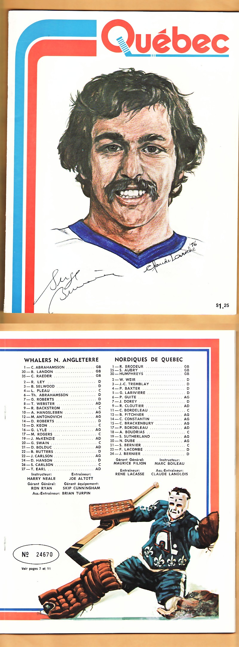 1976-77 WHA QUEBEC NORDIQUES VS NEW ENGLAND WHALERS PROGRAM photo 1976-77 WHA QUEBEC NORDIQUES VS NEW ENGLAND WHALERS PROGRAM photo