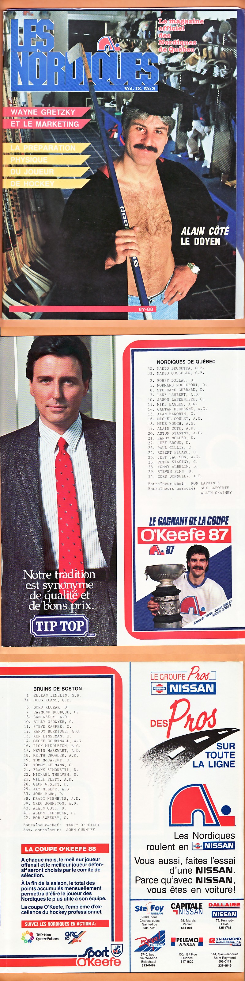 1987-88 QUEBEC NORDIQUES VS BOSTON BRUINS PROGRAM photo 1987-88 QUEBEC NORDIQUES VS BOSTON BRUINS PROGRAM photo