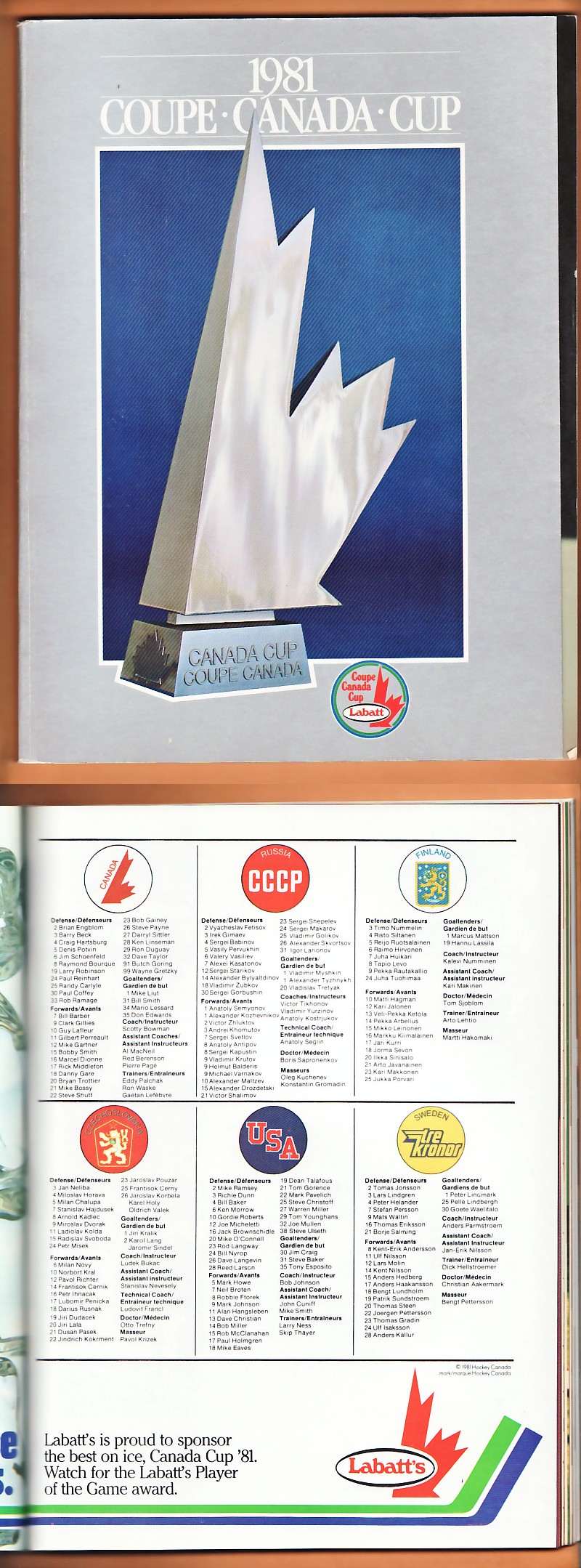 1981 CANADA CUP PROGRAM photo 1981 CANADA CUP PROGRAM photo