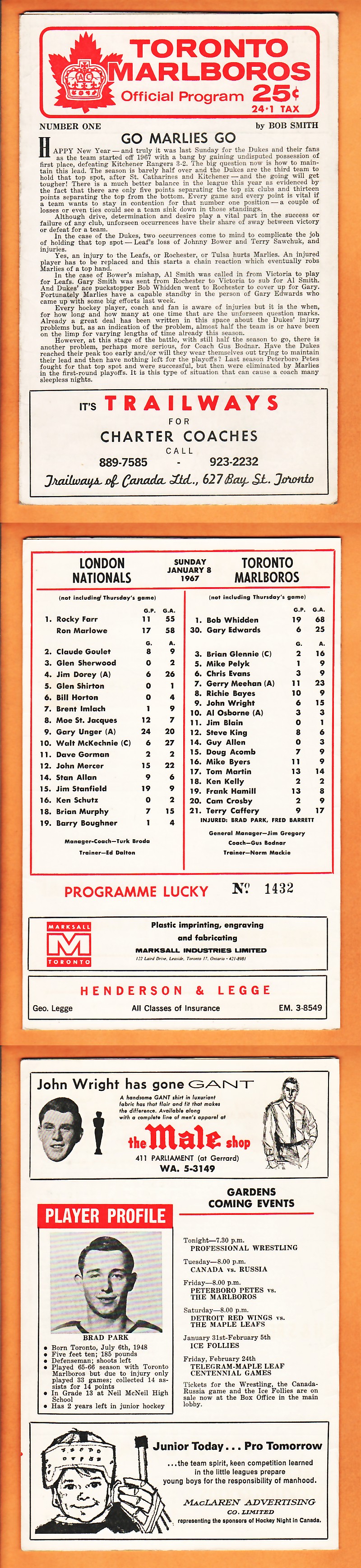 1967 TORONTO MALBOROS VS LONDON NATIONALS PROGRAM photo 1967 TORONTO MALBOROS VS LONDON NATIONALS PROGRAM photo