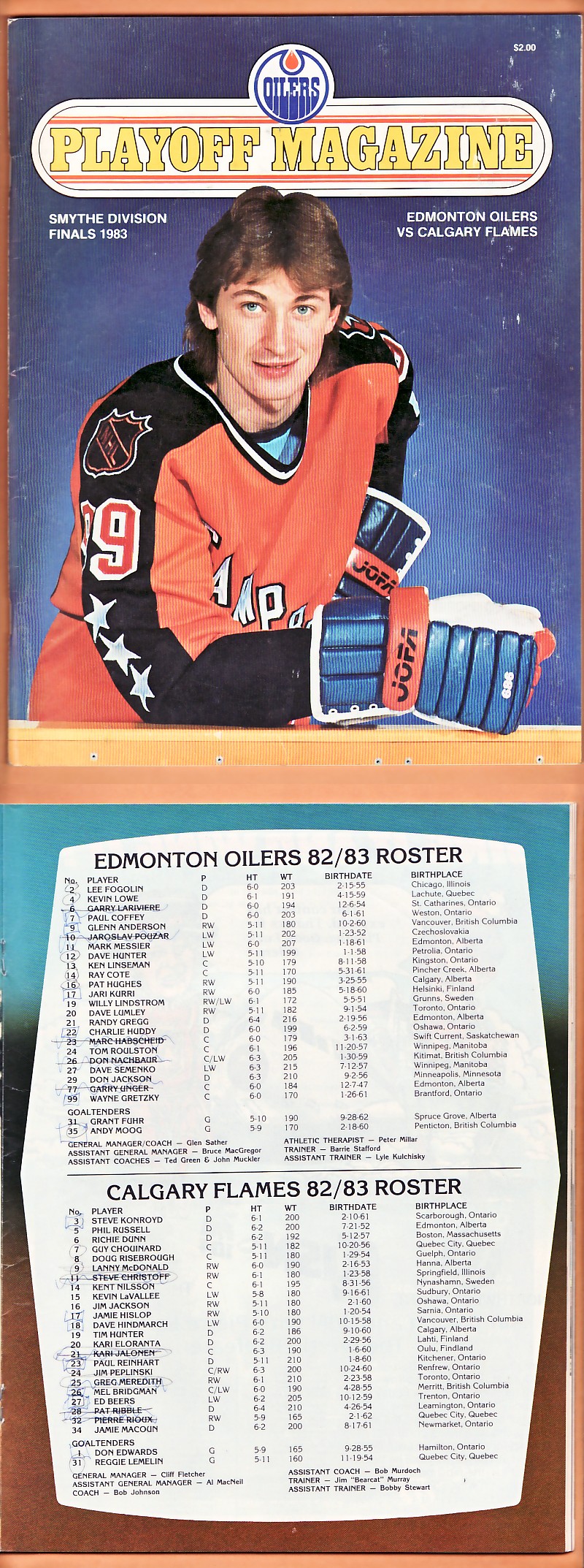 1983 EDMONTON OILERS VS CALGARY FLAMES PROGRAM photo 1983 EDMONTON OILERS VS CALGARY FLAMES PROGRAM photo